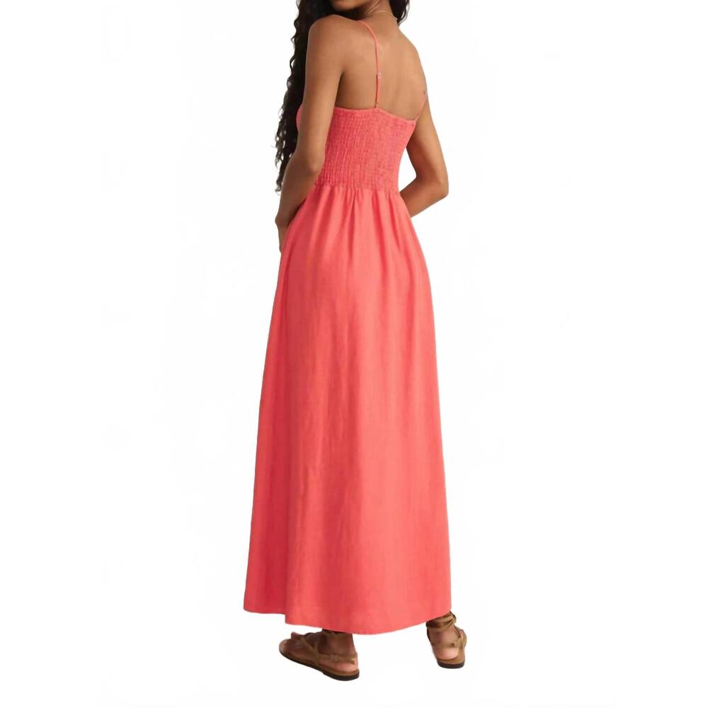 NEW Z SUPPLY bayside linen maxi dress in persimmon - Picture 3 of 7